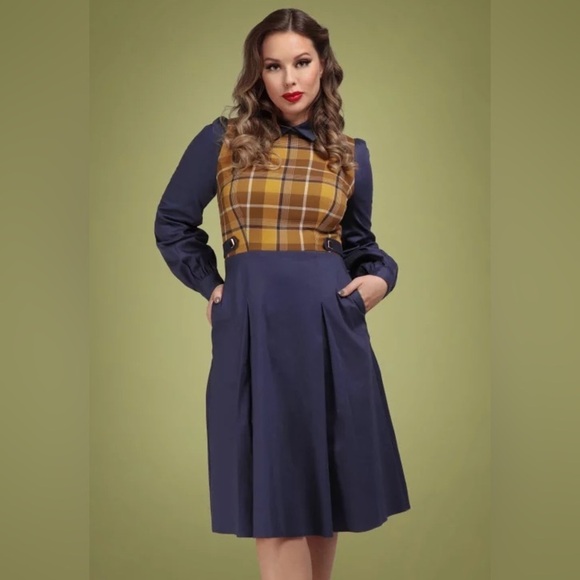Collectif Dresses & Skirts - Collectif Women's Dawna Vintage 40s Check Swing Dress Plus Size 18 NWT